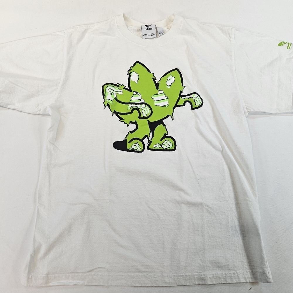 Adidas Zombie Mens White Green Halloween Undead White T-Shirt Size Large